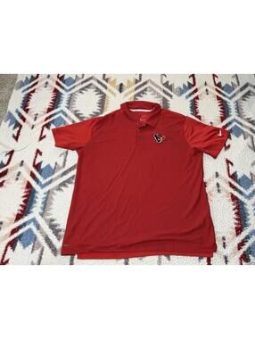 Red Nike Dri-Fit Houston Texans Polo Shirt Men's XXL 2XL